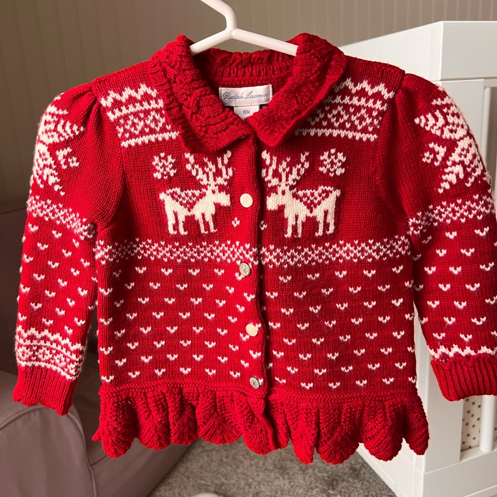 Ralph Lauren Red and White Kids Sweater